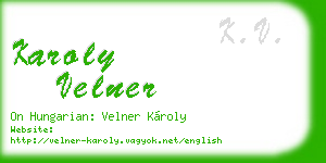 karoly velner business card